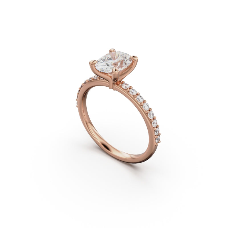 18K Rose Gold Petite Pavé Diamond Engagement Ring - Circle of Diamond