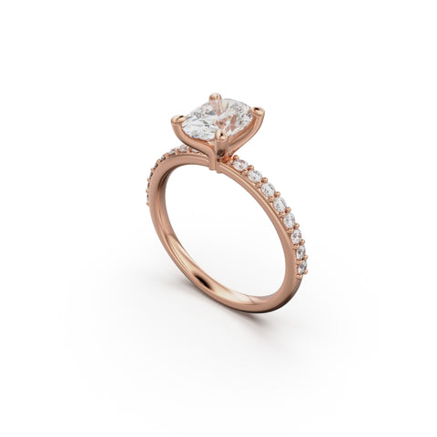 18K Rose Gold Petite Pavé Diamond Engagement Ring