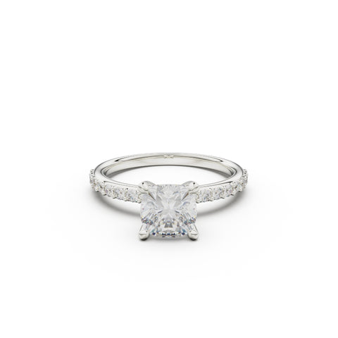 18K White Gold Petite Pavé Diamond Engagement Ring