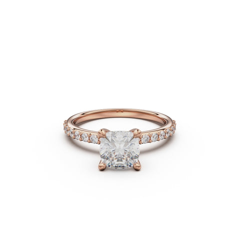 18K Rose Gold Petite Pavé Diamond Engagement Ring