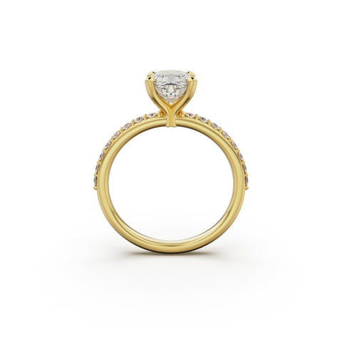 18K Yellow Gold Petite Pavé Diamond Engagement Ring