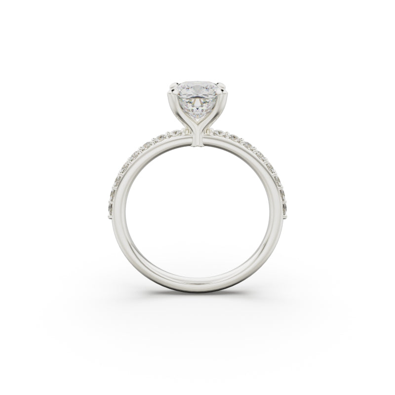 18K White Gold Petite Pavé Diamond Engagement Ring - Circle of Diamond