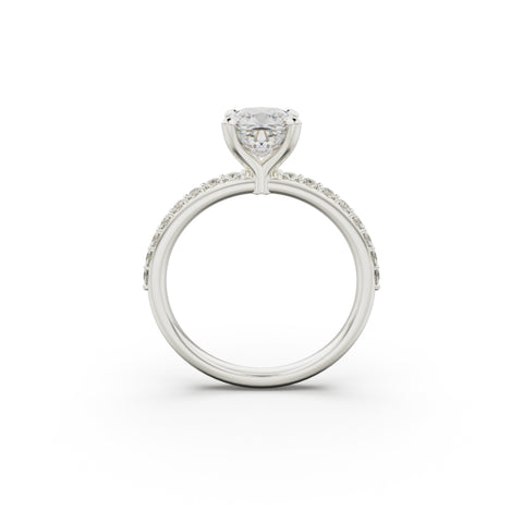 18K White Gold Petite Pavé Diamond Engagement Ring