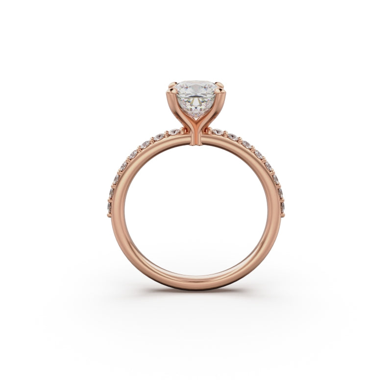 18K Rose Gold Petite Pavé Diamond Engagement Ring - Circle of Diamond