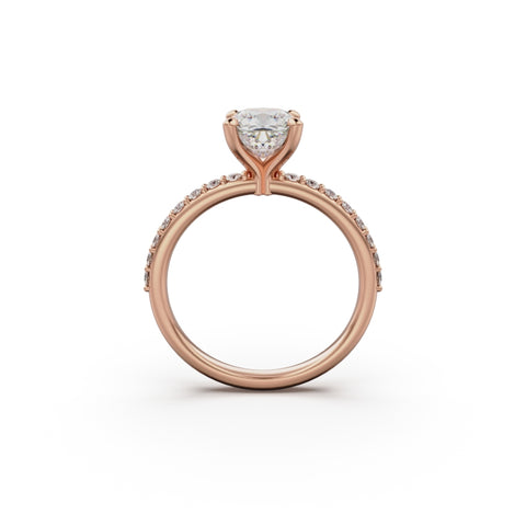 18K Rose Gold Petite Pavé Diamond Engagement Ring