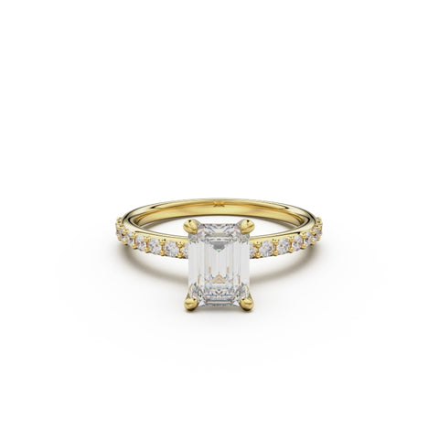 18K Yellow Gold Petite Pavé Diamond Engagement Ring