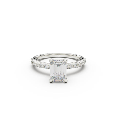 18K White Gold Petite Pavé Diamond Engagement Ring