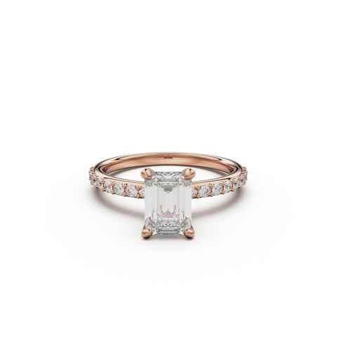 18K Rose Gold Petite Pavé Diamond Engagement Ring