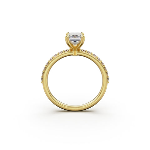 18K Yellow Gold Petite Pavé Diamond Engagement Ring