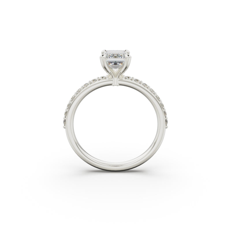 18K White Gold Petite Pavé Diamond Engagement Ring - Circle of Diamond