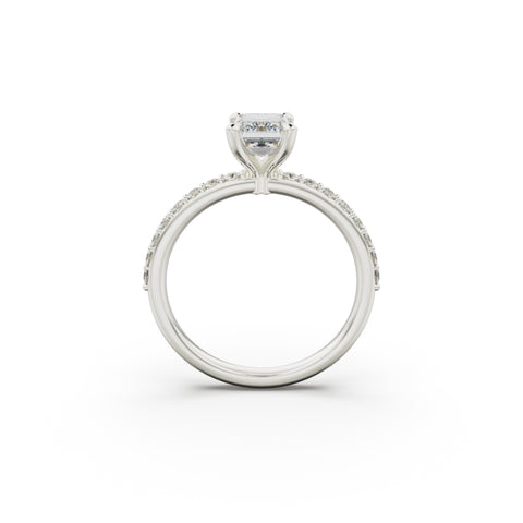 18K White Gold Petite Pavé Diamond Engagement Ring