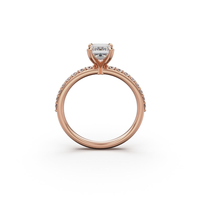 18K Rose Gold Petite Pavé Diamond Engagement Ring - Circle of Diamond