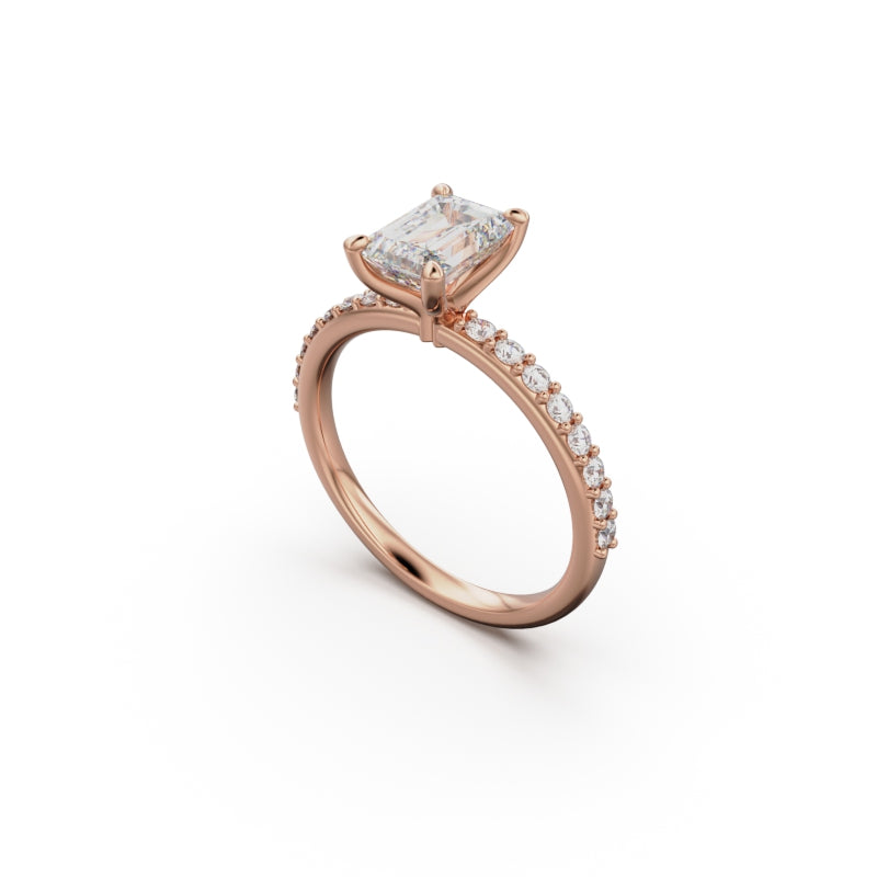 18K Rose Gold Petite Pavé Diamond Engagement Ring - Circle of Diamond