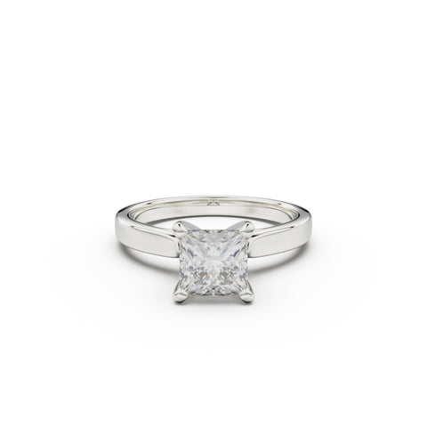 18K White Gold Petite Cathedral Solitaire Engagement Ring