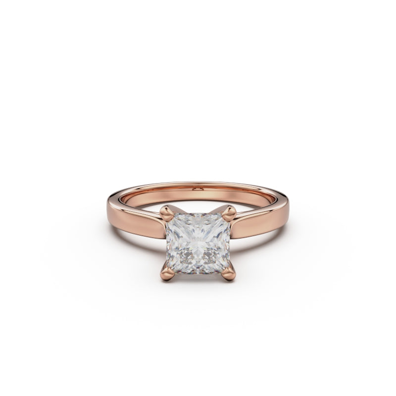 18K Rose Gold Petite Cathedral Solitaire Engagement Ring - Circle of Diamond