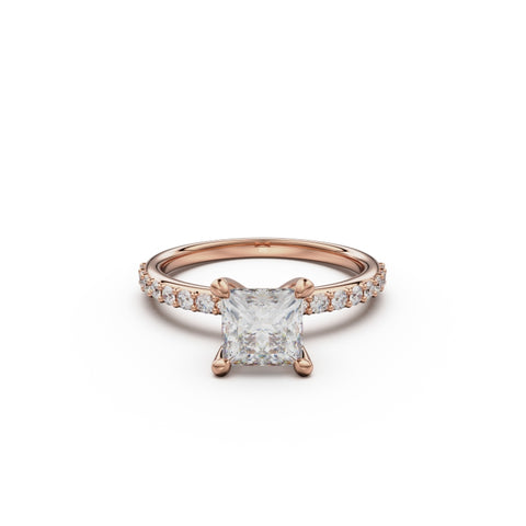 18K Rose Gold Petite Pavé Diamond Engagement Ring