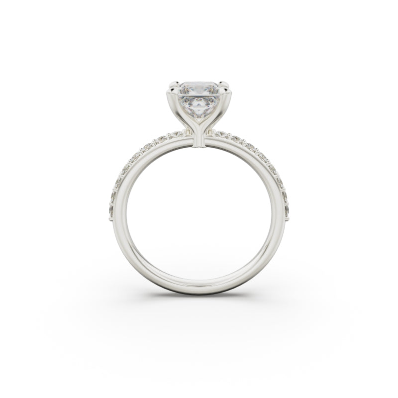 18K White Gold Petite Pavé Diamond Engagement Ring - Circle of Diamond