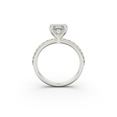 18K White Gold Petite Pavé Diamond Engagement Ring