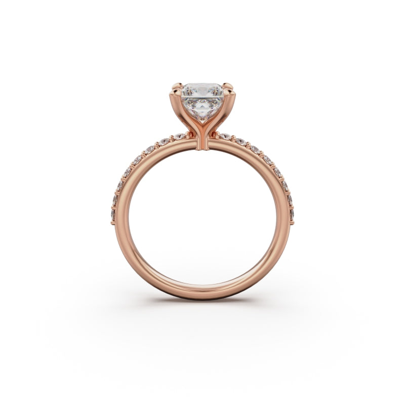 18K Rose Gold Petite Pavé Diamond Engagement Ring - Circle of Diamond