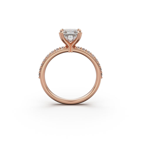 18K Rose Gold Petite Pavé Diamond Engagement Ring