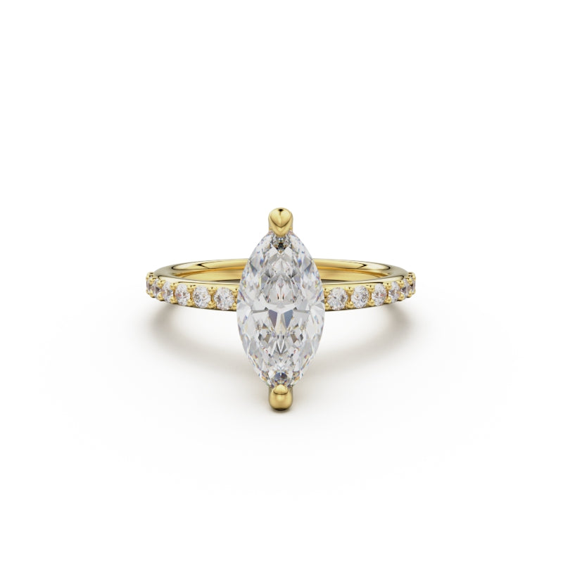 18K Yellow Gold Petite Pavé Diamond Engagement Ring - Circle of Diamond