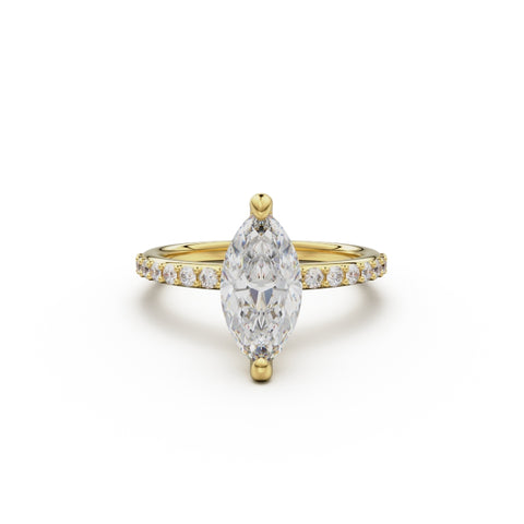 18K Yellow Gold Petite Pavé Diamond Engagement Ring