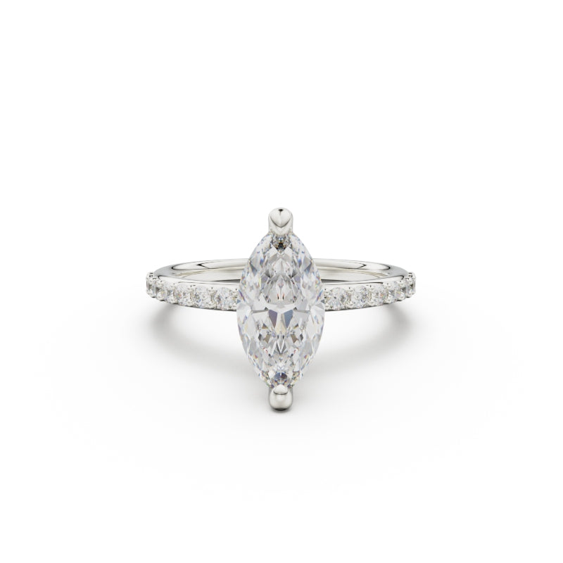 18K White Gold Petite Pavé Diamond Engagement Ring - Circle of Diamond