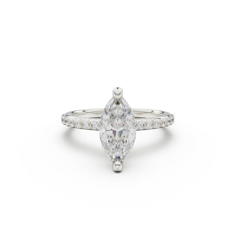 18K White Gold Petite Pavé Diamond Engagement Ring