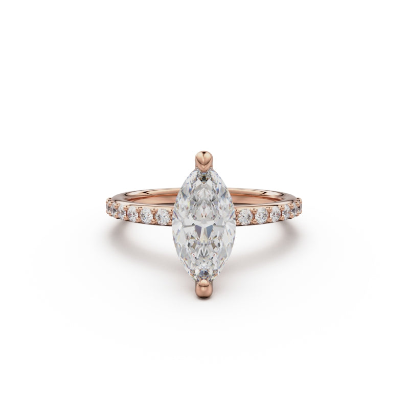 18K Rose Gold Petite Pavé Diamond Engagement Ring - Circle of Diamond