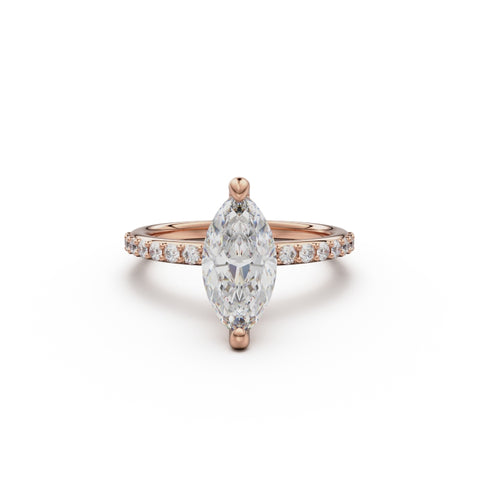 18K Rose Gold Petite Pavé Diamond Engagement Ring