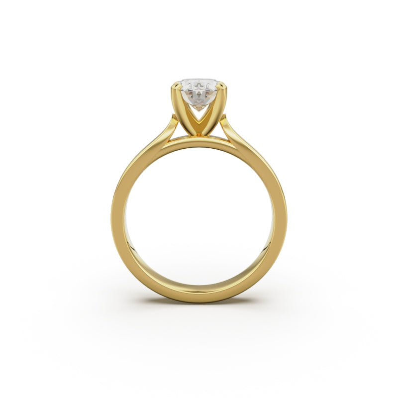 18K Yellow Gold Petite Cathedral Solitaire Engagement Ring - Circle of Diamond