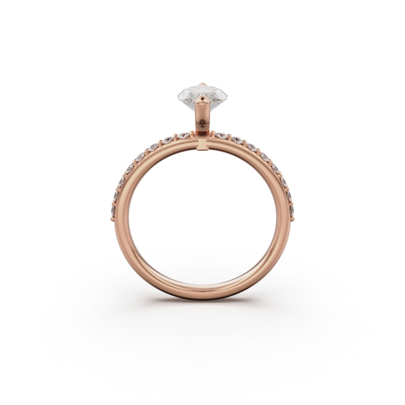 18K Rose Gold Petite Pavé Diamond Engagement Ring - Circle of Diamond