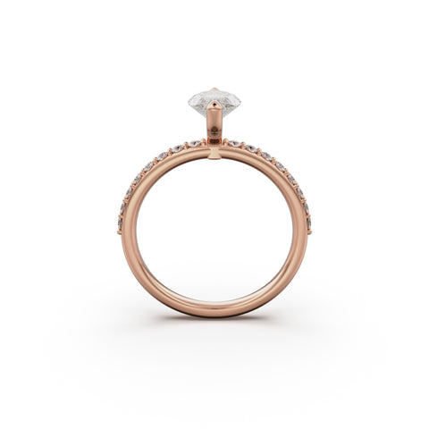 18K Rose Gold Petite Pavé Diamond Engagement Ring