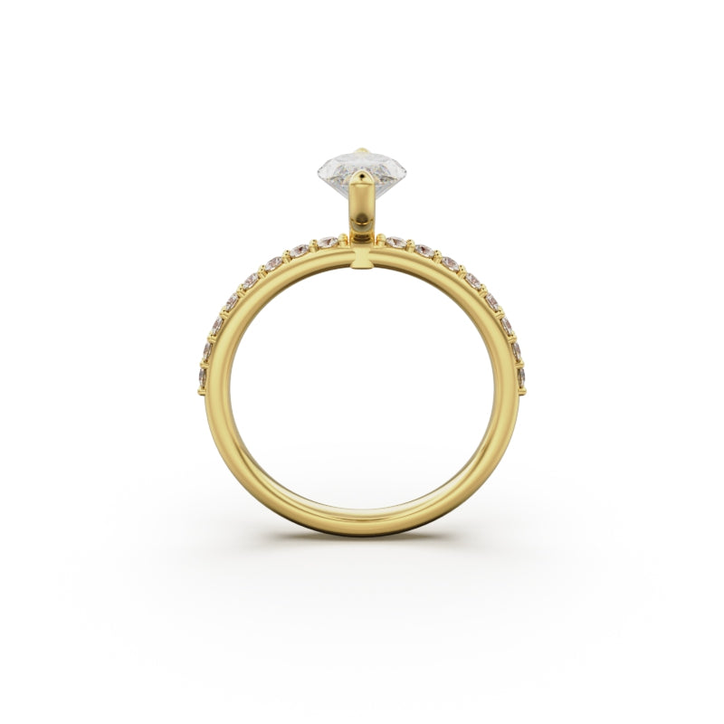 18K Yellow Gold Petite Pavé Diamond Engagement Ring - Circle of Diamond
