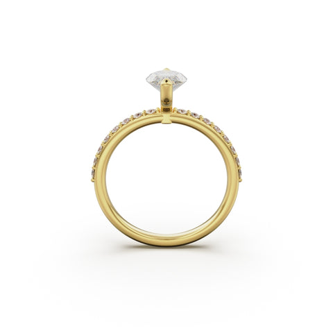 18K Yellow Gold Petite Pavé Diamond Engagement Ring