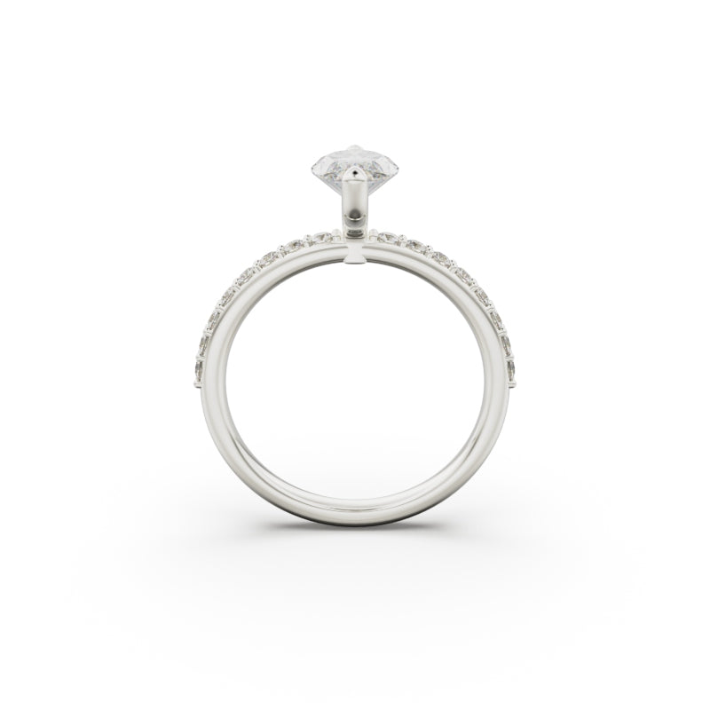 18K White Gold Petite Pavé Diamond Engagement Ring - Circle of Diamond