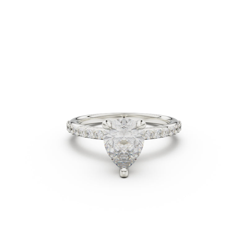 18K White Gold Petite Pavé Diamond Engagement Ring - Circle of Diamond