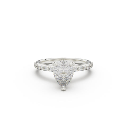 18K White Gold Petite Pavé Diamond Engagement Ring