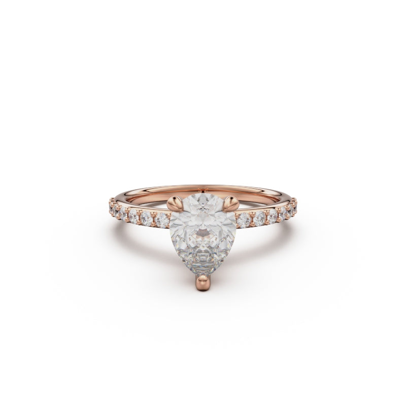 18K Rose Gold Petite Pavé Diamond Engagement Ring - Circle of Diamond