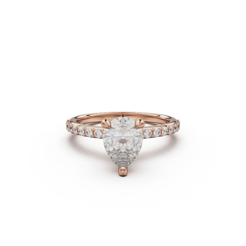 18K Rose Gold Petite Pavé Diamond Engagement Ring