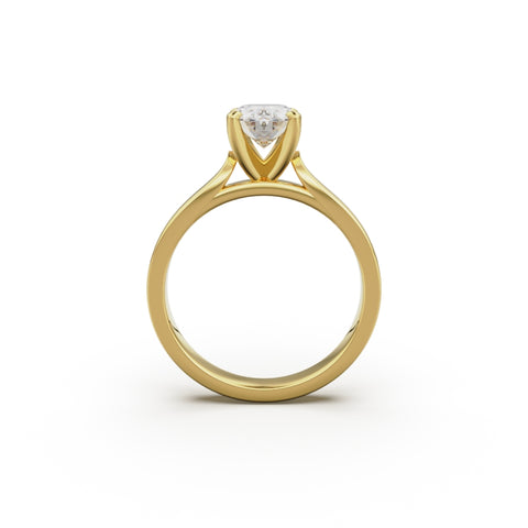 18K Yellow Gold Petite Cathedral Solitaire Engagement Ring