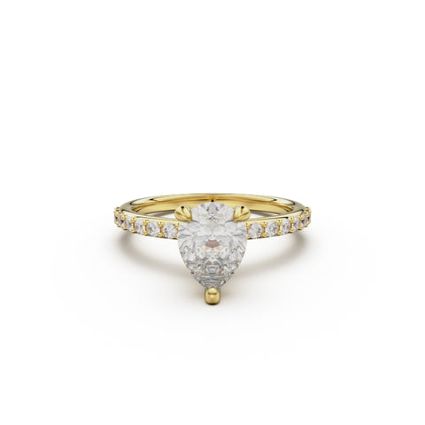 18K Yellow Gold Petite Pavé Diamond Engagement Ring