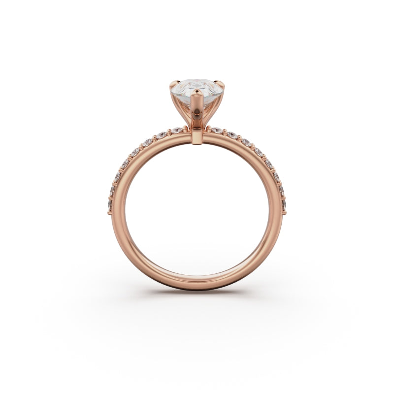 18K Rose Gold Petite Pavé Diamond Engagement Ring - Circle of Diamond