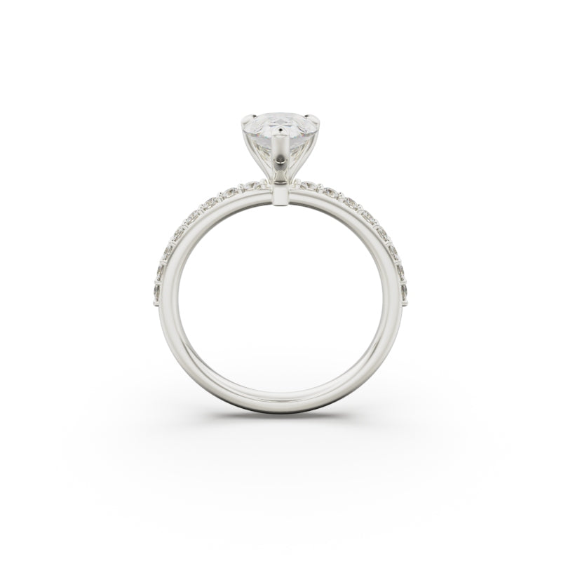 18K White Gold Petite Pavé Diamond Engagement Ring - Circle of Diamond