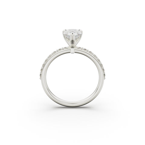 18K White Gold Petite Pavé Diamond Engagement Ring