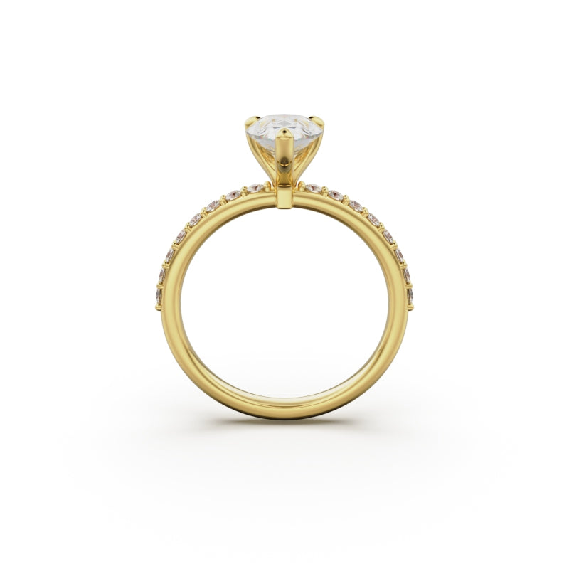 18K Yellow Gold Petite Pavé Diamond Engagement Ring - Circle of Diamond