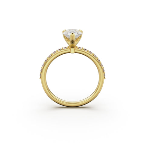 18K Yellow Gold Petite Pavé Diamond Engagement Ring