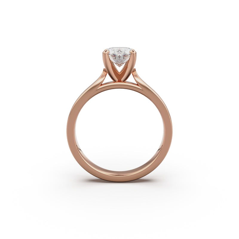 18K Rose Gold Petite Cathedral Solitaire Engagement Ring - Circle of Diamond