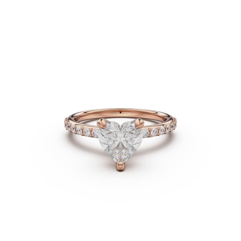 18K Rose Gold Petite Pavé Diamond Engagement Ring - Circle of Diamond