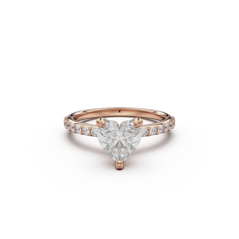 18K Rose Gold Petite Pavé Diamond Engagement Ring